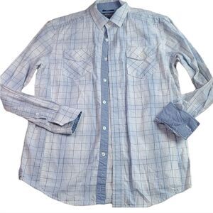 American Rag Blue & White Plaid Long Sleeve Shirt